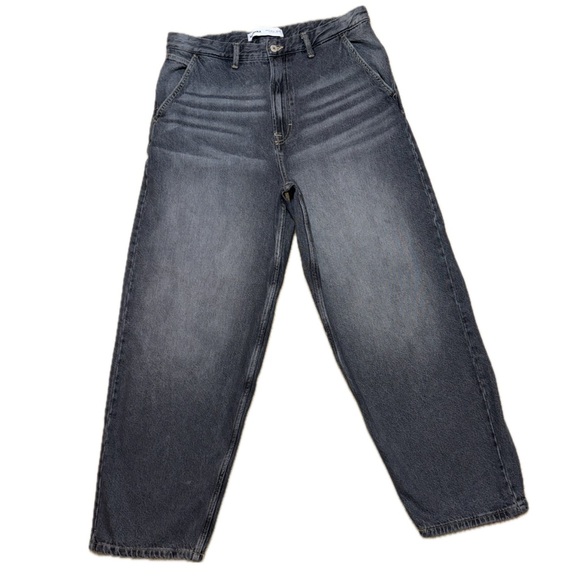 Bershka Denim - 👖🛹 BERSHKA Zara Wide Leg Y2K Streetwear Charcoal Gray Wash Jeans Women’s USA 10
